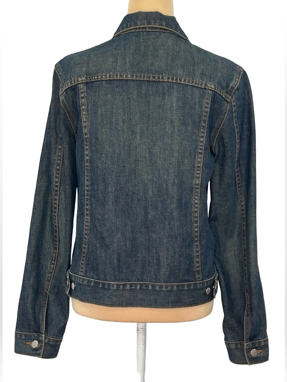J.Crew Womens Denim Jacket M Dark Wash Jean Trucker Classic Preppy Fall Country